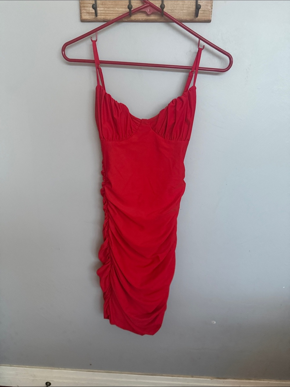 Tiger Mist Red Ruched Bodycon Mini Dress